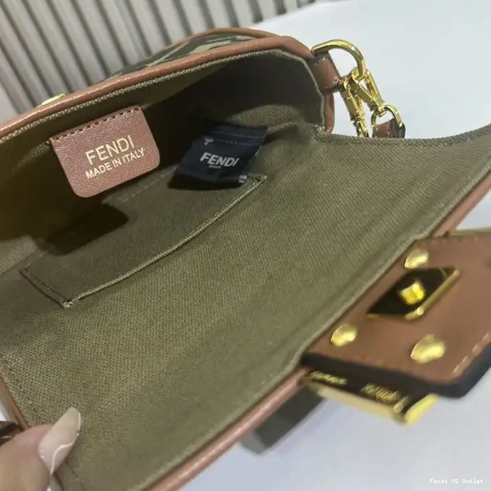 Affordable HOT Fendi Baguette Mini In Bag Motif FF Green Canvas 0323